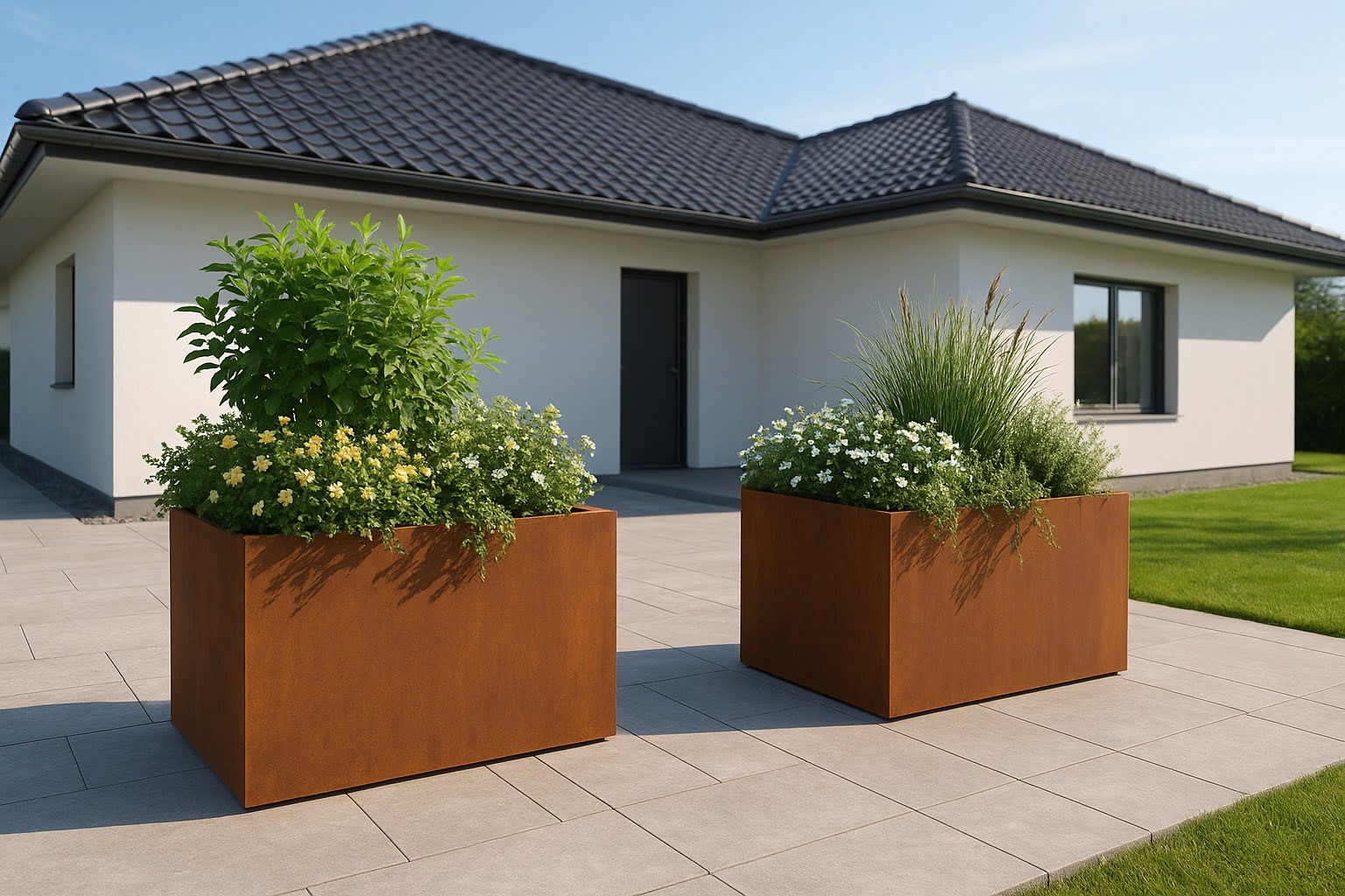 Donice ze stali corten przed posecją