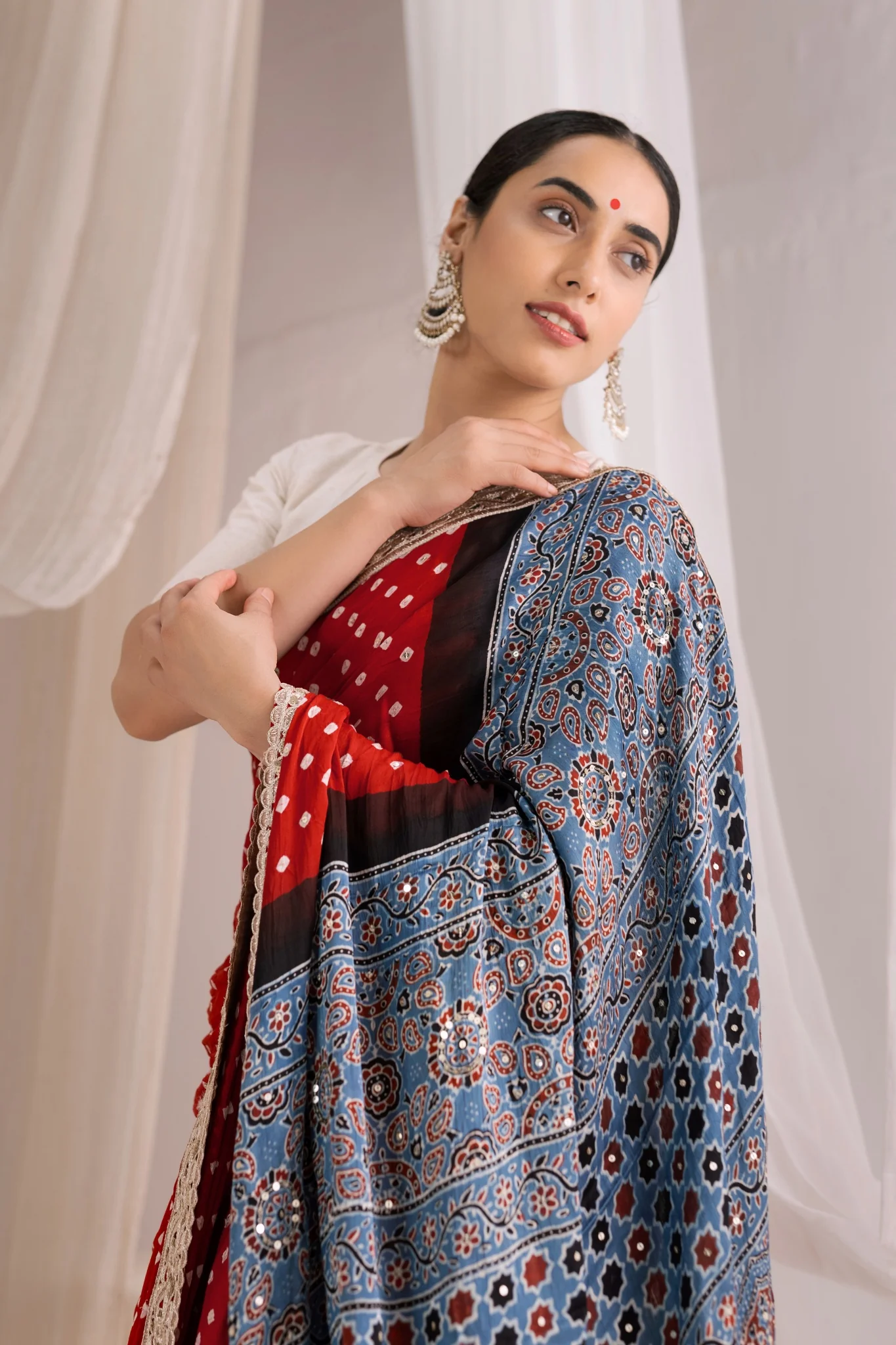 ajrakh pure silk saree