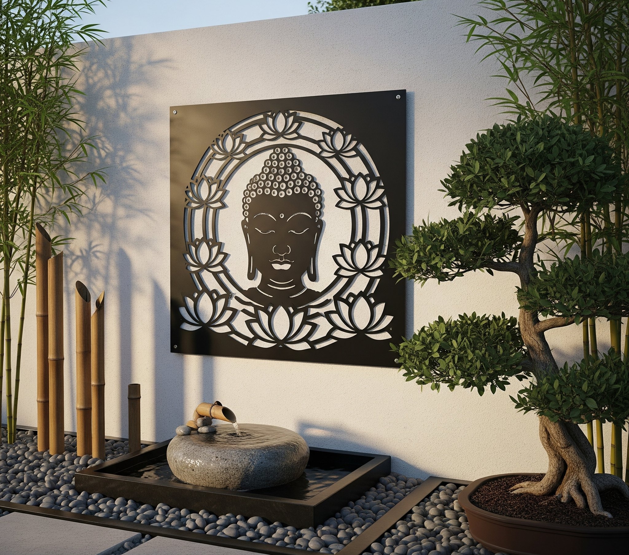 Artistic Buddha Wall Art Zen Garden Corner