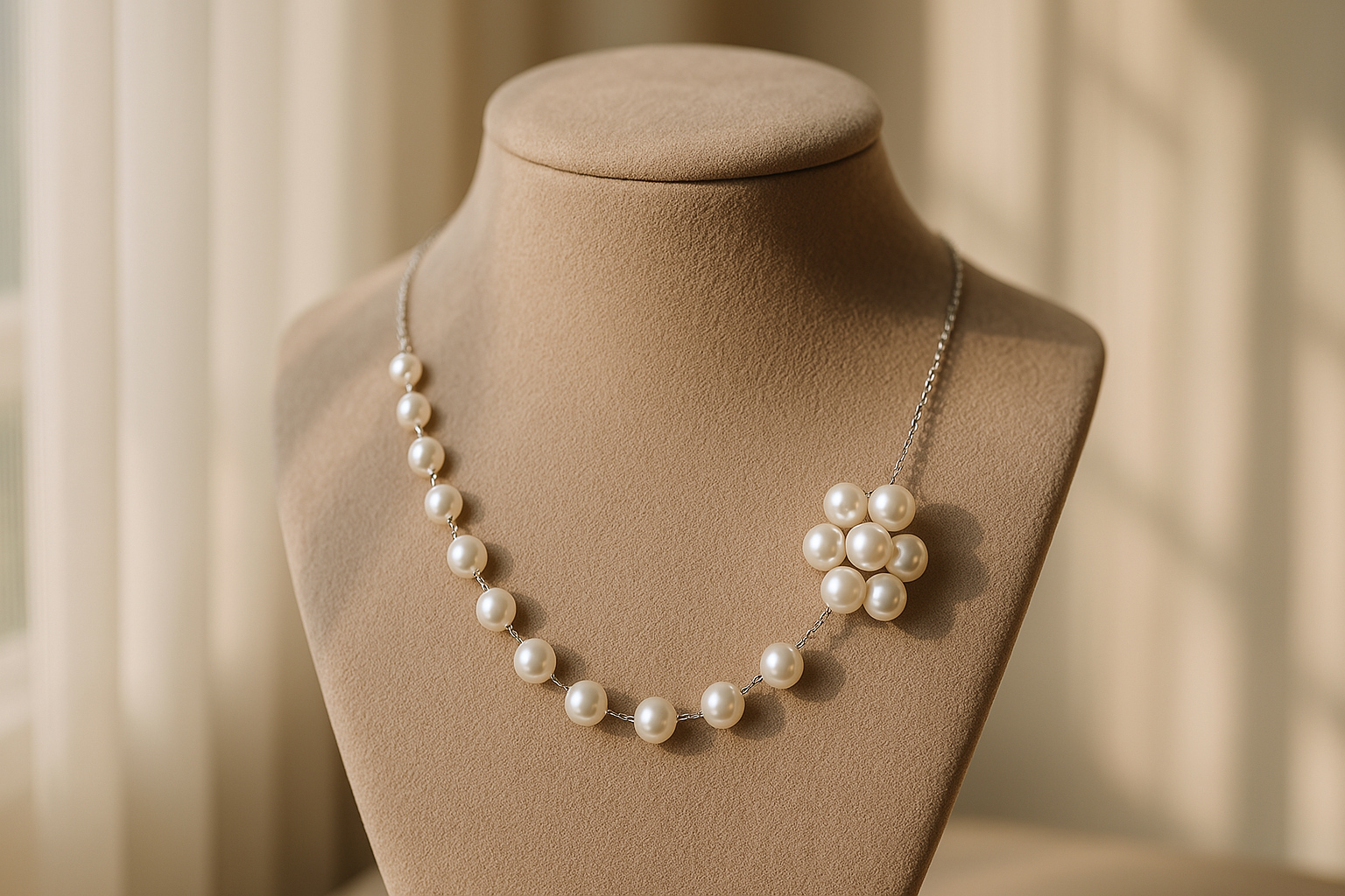 Real Pearls Side Piece Necklace Set (1)