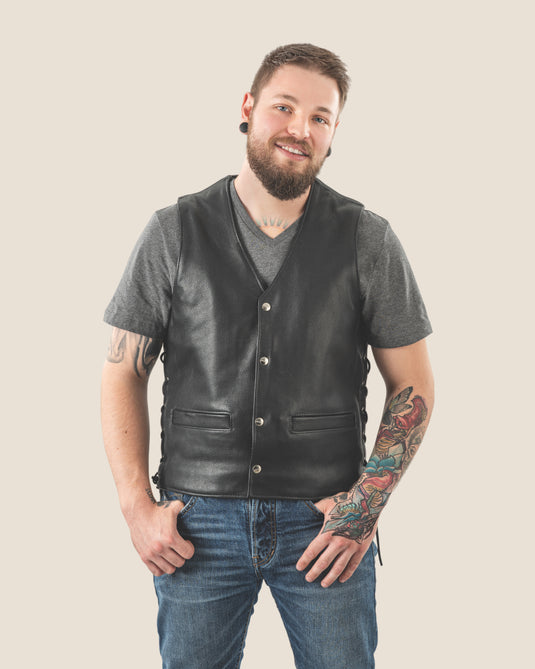 lace up leather vest