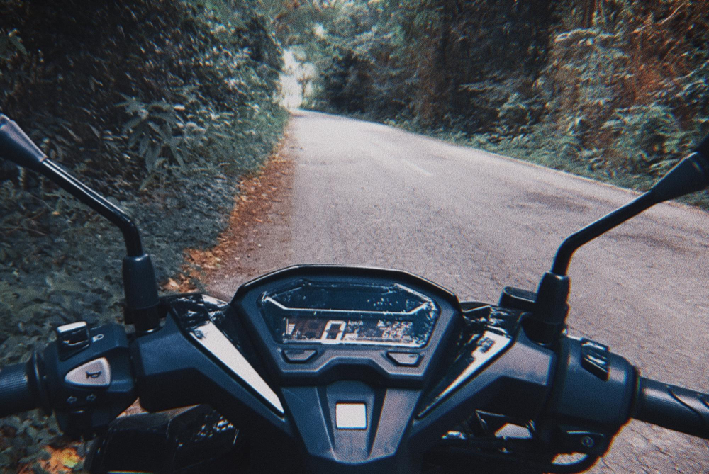 A bike equipped with a motorcycle crash guard in the Philippines